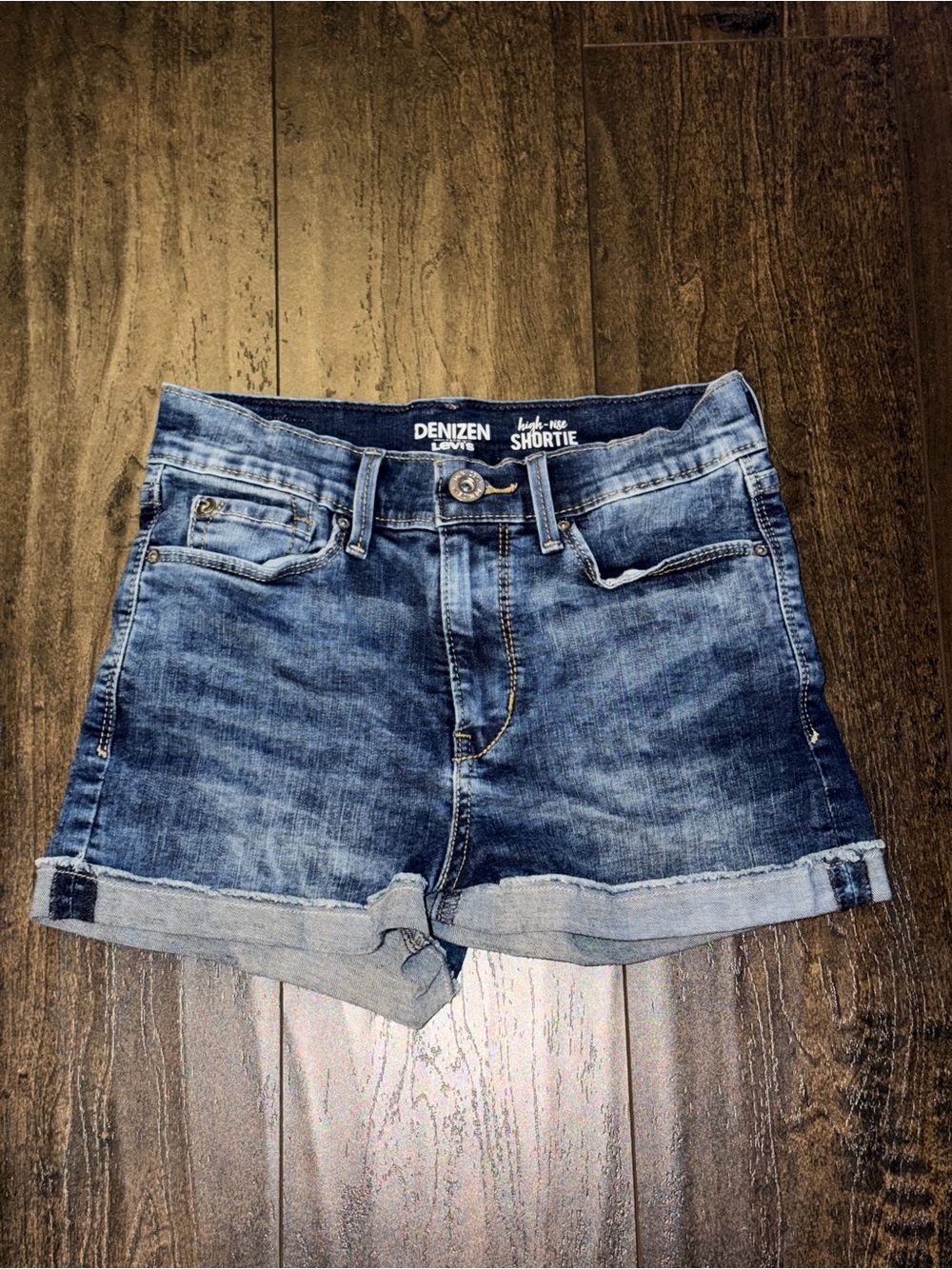 Denizen Dark Wash Cuffed High Rise Shortie